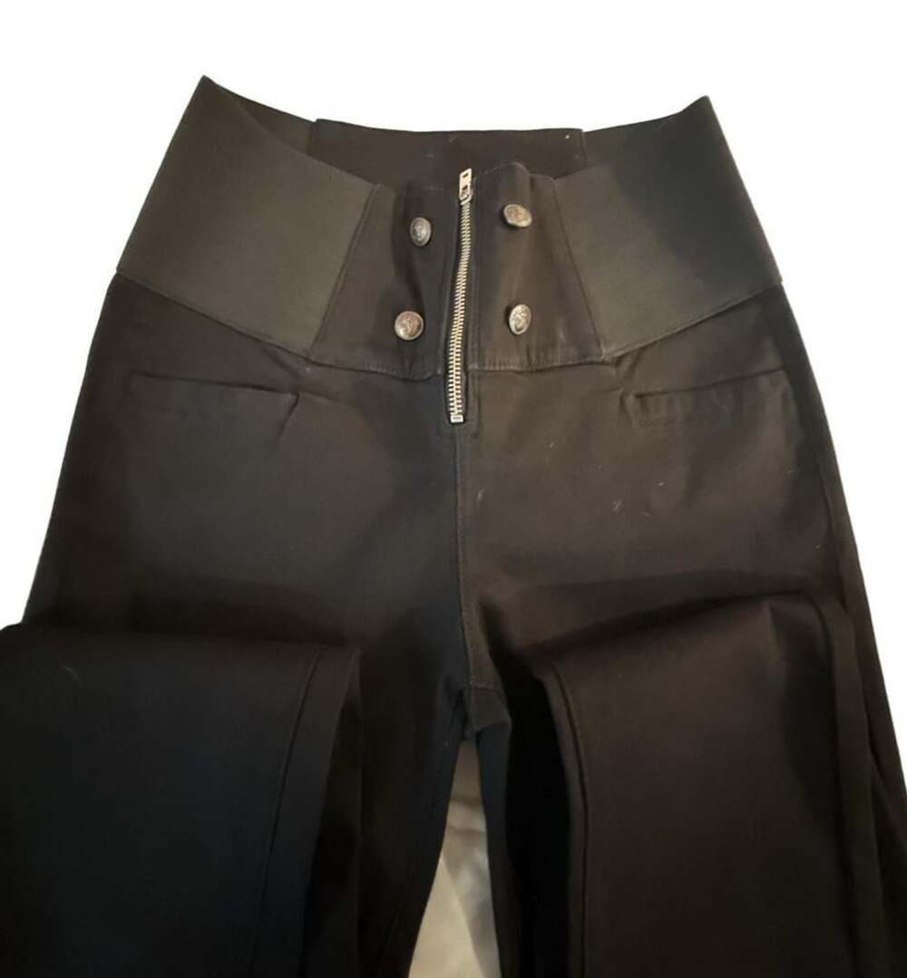 Sneak Peek Black High-Waist Wide Elastic Band Pants Style SP-P2920BK Size M